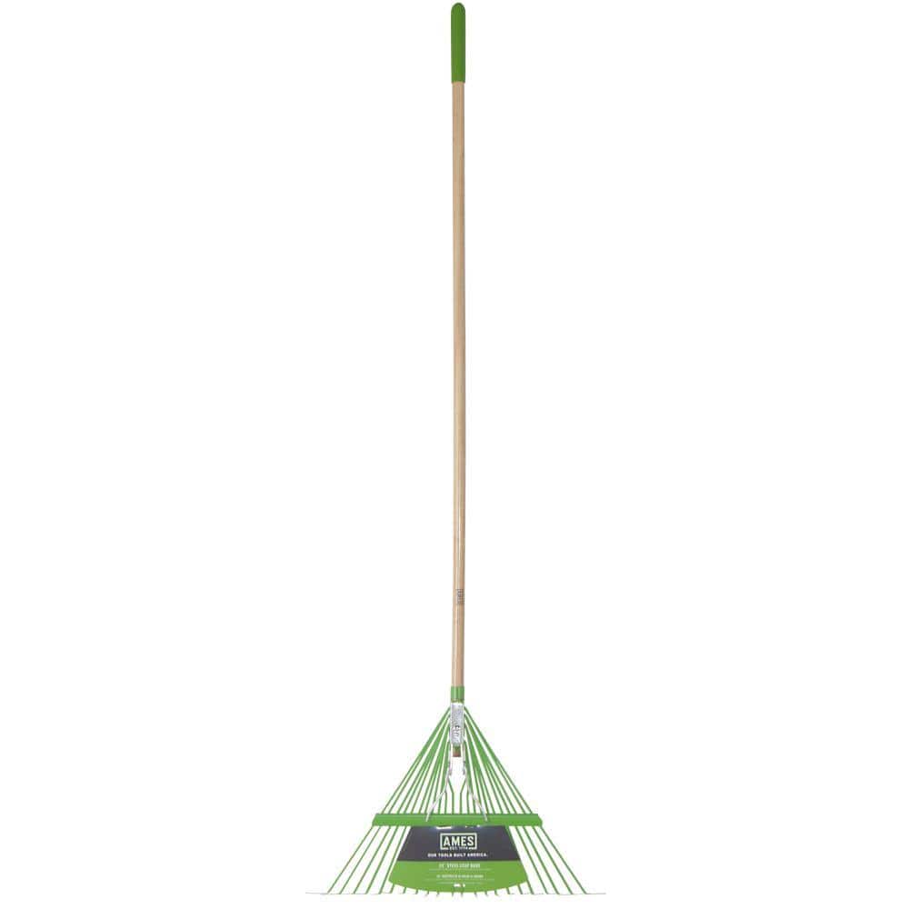 Ames 54 in. Wood Handle 22 Tine Steel Leaf Rake 2915600 The