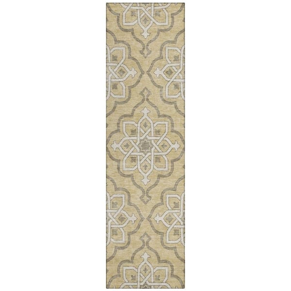 Chantille Machine Washable Indoor/Outdoor Abstract ACN3031 Turmeric 2 ft. x 7 ft. Runner Rug
