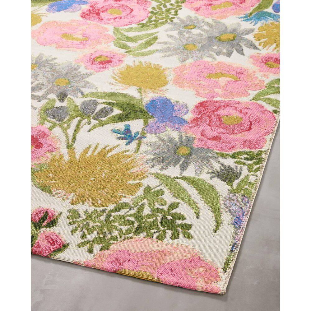 Ivory and Multicolor Floral Flat Woven Area Rug 2'-5" x 3'-11"
