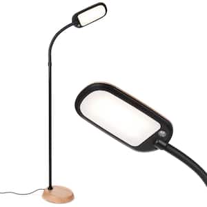 Litespan Slim 55 in. Natural Wood Industrial 1-Light Dimmable and Color Temperature Adjustable LED Floor Lamp
