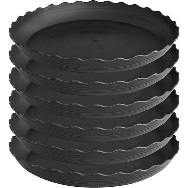6 Pack Plant Saucer 6 in. Heavy Duty Plastic Plant Saucers, Durable Plant Tray for Pots, Trays for Planter (Black)
