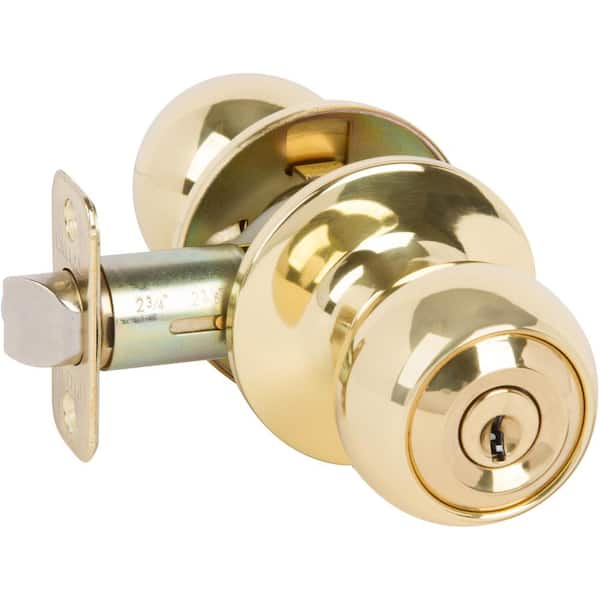 DELANEY HARDWARE Fairfield Classic Style Polished Brass Round Shape Entry Door Knob