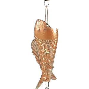 Rainbow Trout Copper Patina Rain Chain Decorative Downspout Replacement 8.5 ft. Heavy Rain Catcher for Gutters