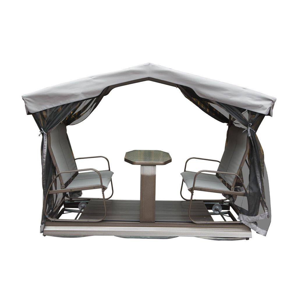 Tatayosi 4-Seat Outdoor Glider Benches, Retro Metal Glider