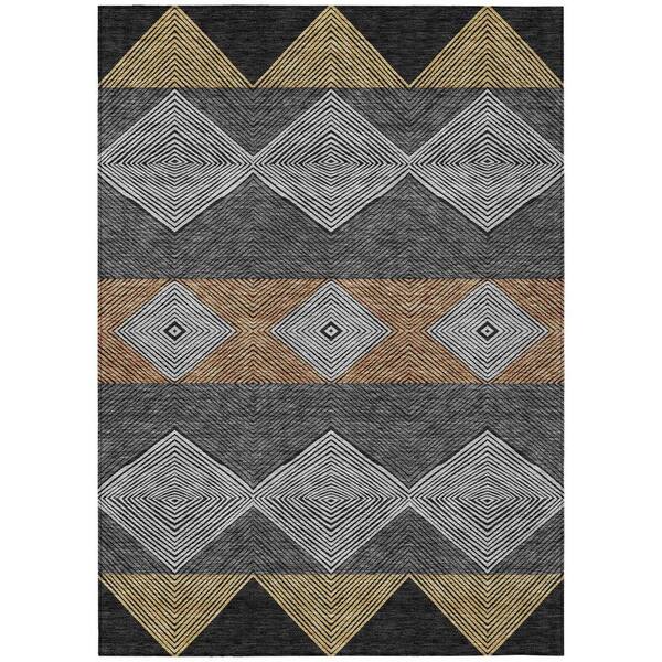 Chantille Machine Washable Indoor/Outdoor Abstract ACN2545 Black 3 ft. x 4 ft. Area Rug