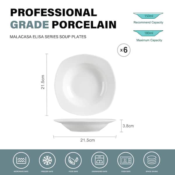 MALACASA Elisa 6-Piece Porcelain Soup Plates 8.3 Pasta Plates