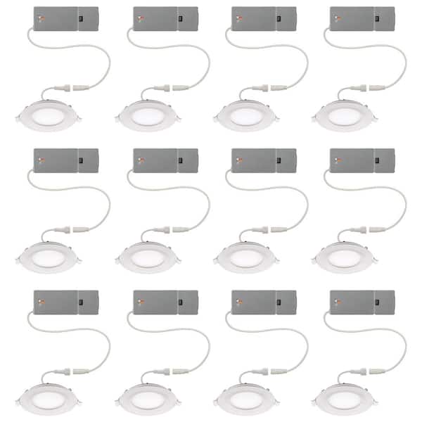 Commercial Electric Ultra Slim 4 in. Color Selectable CCT Canless Integrated LED Recessed Light Trim Downlight 650 Lumens (12-Pack)