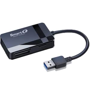 C368 Card Reader with USB 3.0 and SD, CF, MMC Cards Plug & Play for Apple and Windows in Black