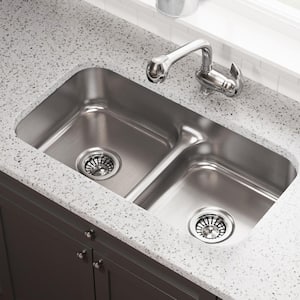 MR Direct 502A-18 Equal Double Bowl Stainless Steel Kitchen Sink