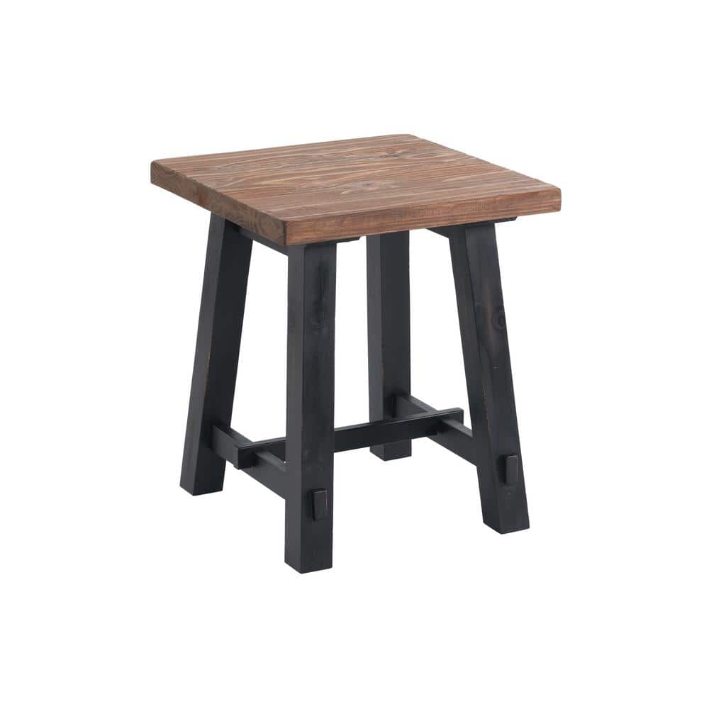 Adam 27" Natural and Black Solid Wood Side Table