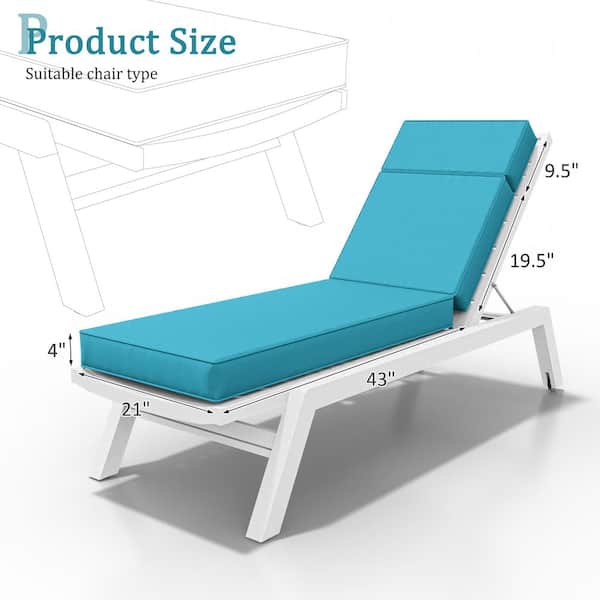 71 in. x 21 in. x 4 in. Premium Waterproof Chaise Lounge Cushion, All-Weather Replacement for Outdoor Chairs Lake Blue