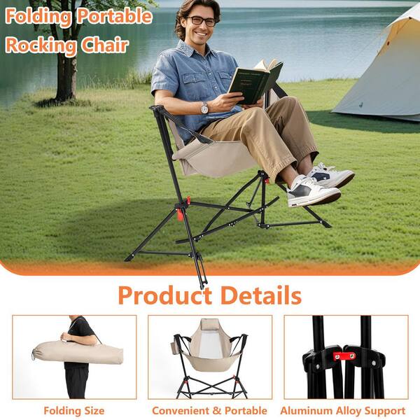 HOMEFUN Hammock Camping Chair With Stand - Portable Folding Rocking Chair For Outdoor Adventures