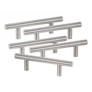 Solid Bar 3-3/4 in. (96 mm) Center to Center Stainless Steel Cabinet Pull (5-Pack)