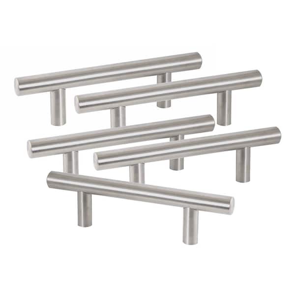 Design House Solid Bar 3-3/4 in. (96 mm) Center to Center Stainless Steel Cabinet Pull (5-Pack)