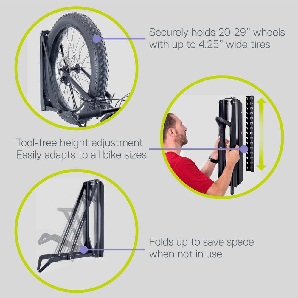 Black Steel Adjustable Pivot Bike Storage Rack