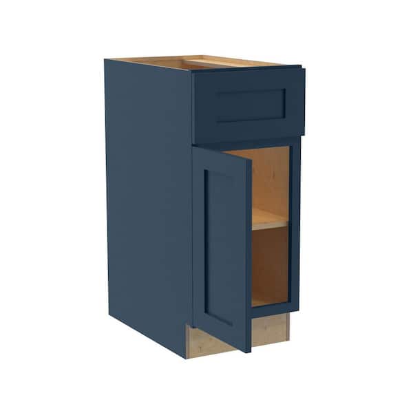Newport 15 in. W x 24 in. D x 34.5 in. H Assembled Plywood Base Kitchen Cabinet in Mythic Blue with Soft Close LH