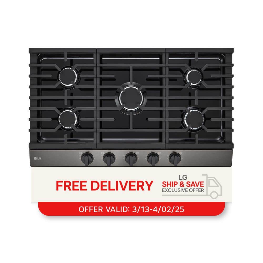 36 in. Gas Cooktop in Black Stainless Steel with 5 Burners and EasyClean
