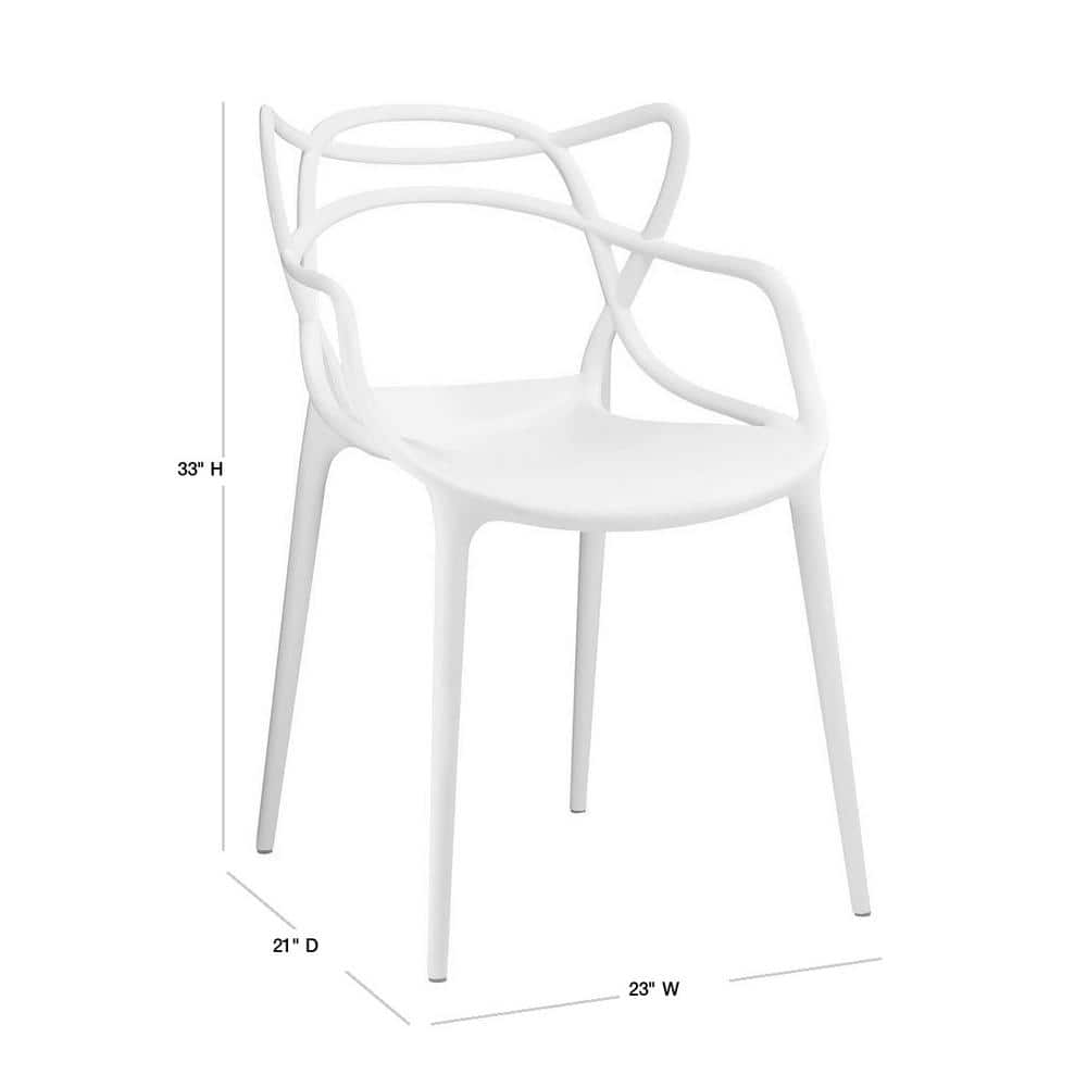 Entangled Modern Low-Profile White Plastic Armchair
