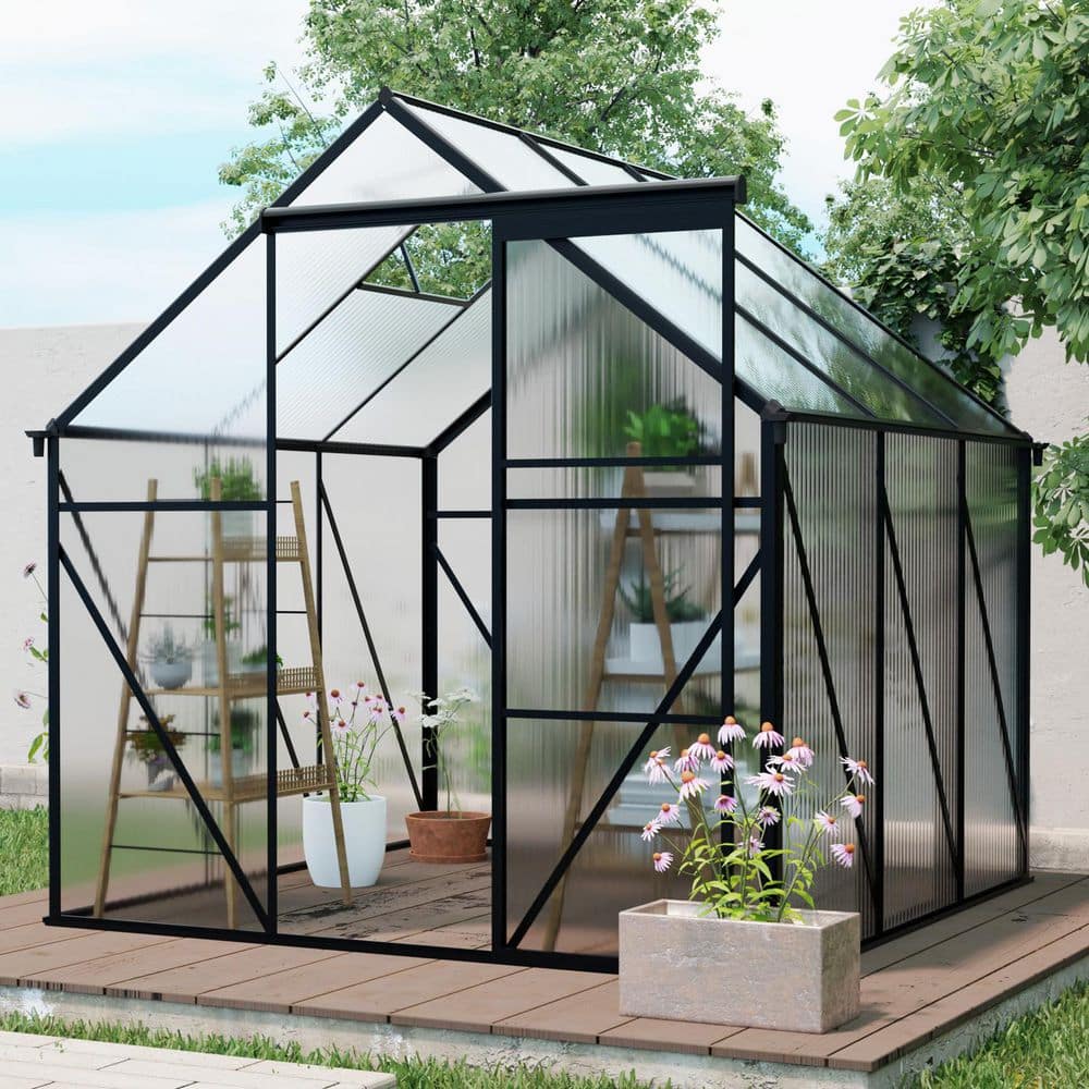 6 ft. x 6 ft. Outdoor Polycarbonate Heavy Duty Walk-In Greenhouse w/ Elevat