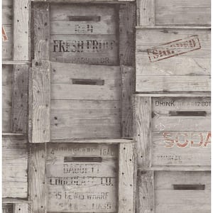 Wood Crates Grey Distressed Wood Grey Wallpaper Sample