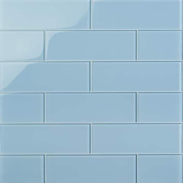 Ivy Hill Tile Contempo Blue Gray 4 in. x .31 in. Polished Glass Mosaic Floor and Wall Tile Sample