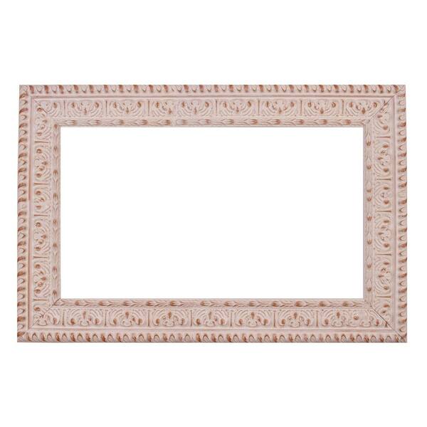 MirrorChic Milan 24 in. x 20 in. Mirror Frame Kit in Distressed White - Mirror Not Included