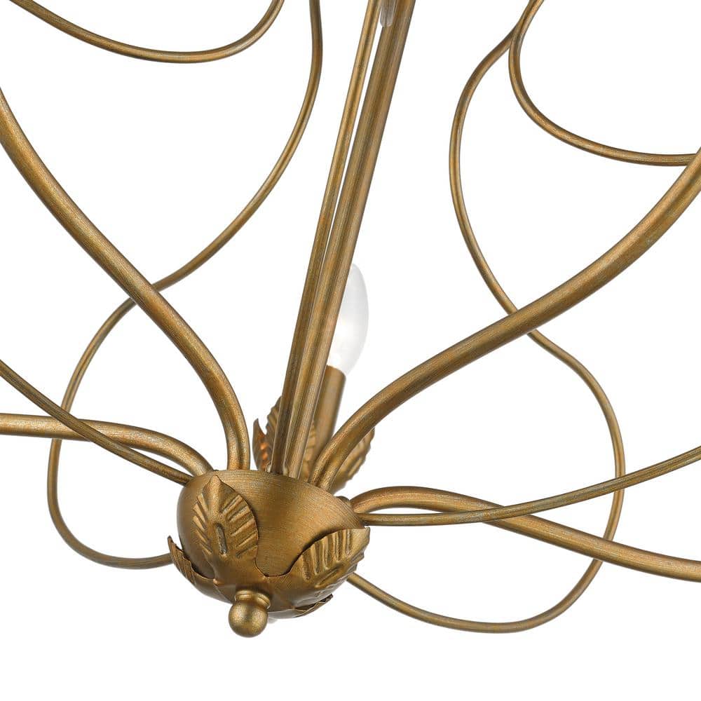 Katarina Mini 5-Light Antique Gold Leaf Brass Chandelier