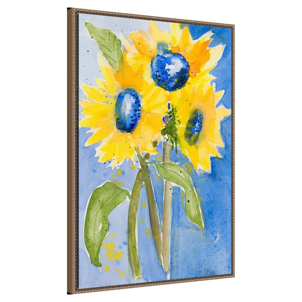 Sunflowers Abstract Canvas Print with Bronze Frame, 23"x33"