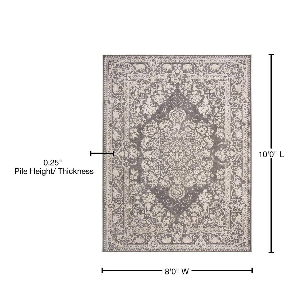 Elegance in Bloom Dark Grey/Cream Floral Cotton-Blend 8'x10' Area Rug