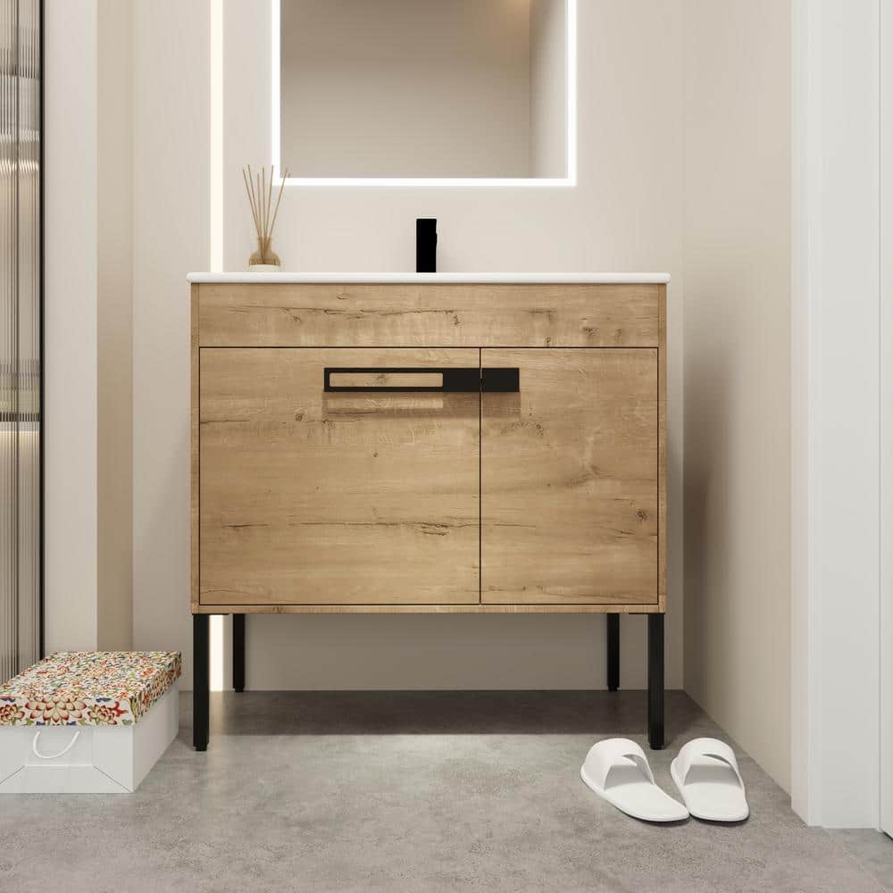 36 in. W x 18 in. D x 35 in. H Single Sink Freestanding or Floating Bath Va