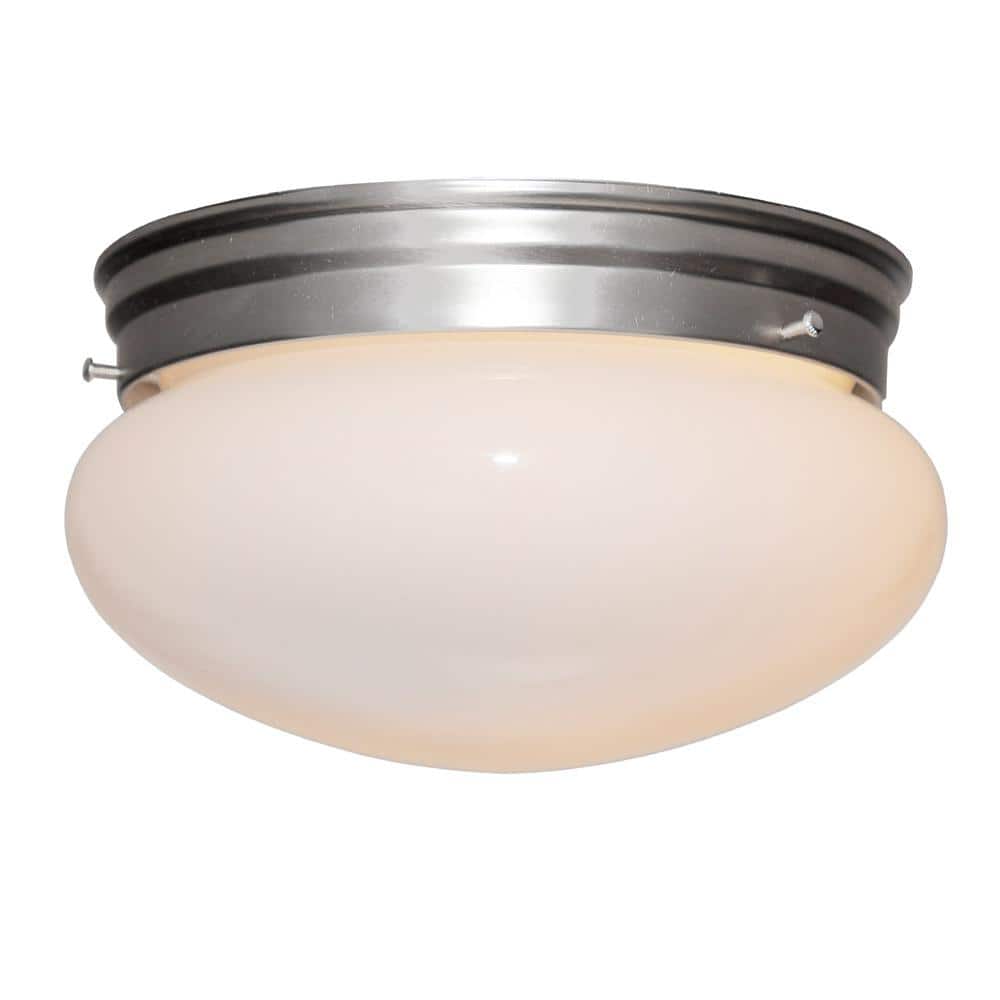 Satin Etched Glass Globe 9'' Pewter Flushmount Light Fixture