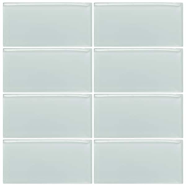 Jeffrey Court Morning Mist Blue 3 in. x 6 in. Glossy Glass Wall Tile (1 sq. ft./ pack)