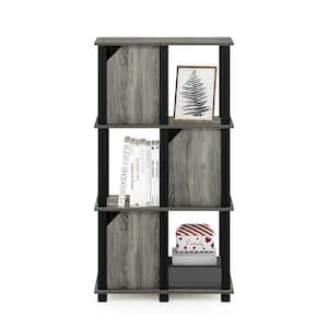 Brahms 43.8 in. French Oak Grey 4-Shelf Etagere Bookcase with 3-Doors