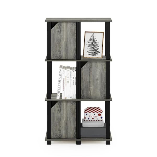 Furinno Brahms 43.8 in. French Oak Grey 4-Shelf Etagere Bookcase with 3-Doors