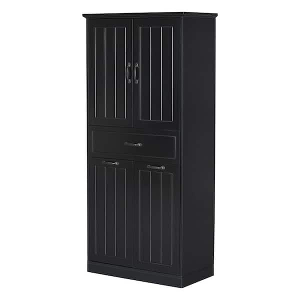 Ximuprmy 30 in. W x 16 in. D x 66 in. H Black Freestanding Slim