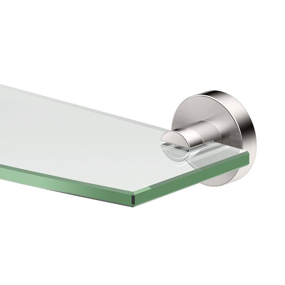 Glam Brushed Nickel Wall Mounted Glass Shelf