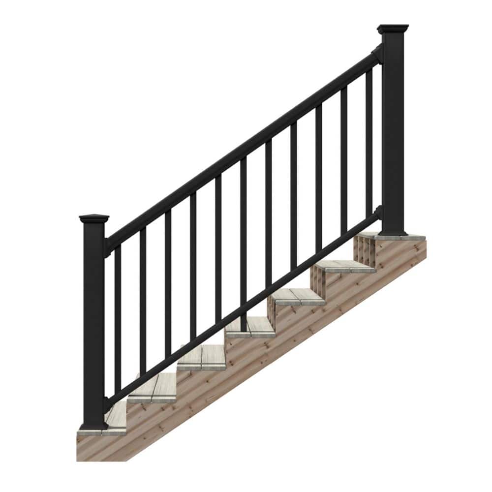 6 ft. x 36 in. Black PVC Composite Deck Stair Railing Kit with Square Composite Balusters Includes Brackets price history on PriceWatchPro