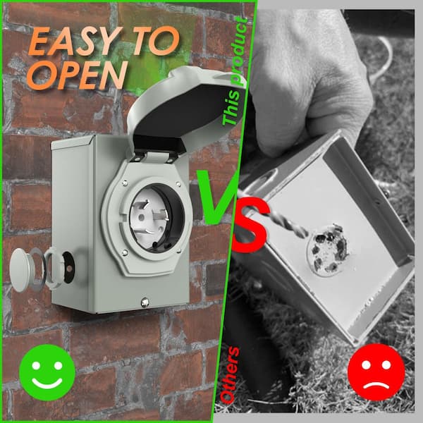 N/A 50 Amp NEMA SS2-50P 125/250V 12500W Generator Inlet Box w/ LED