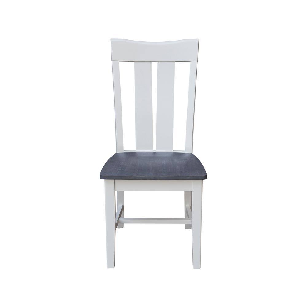 Elegant Gray Slat-Back Solid Wood Side Chair, 43" High
