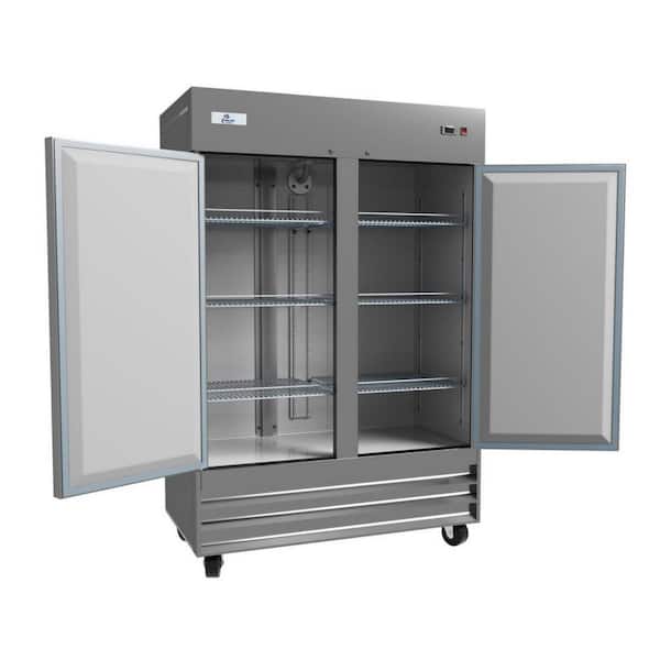 54 in. W 47 cu. ft. NSF Auto Defrost 2-Door Commercial Reach In Upright Freezer in Stainless Steel