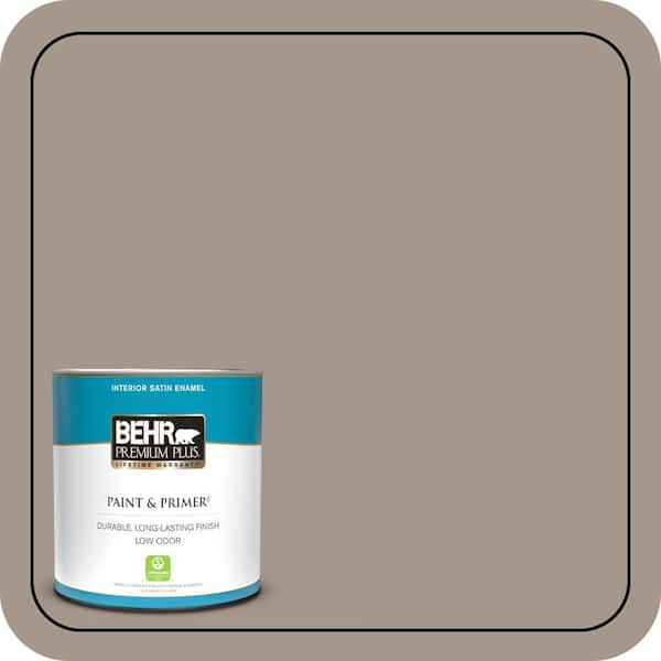 BEHR PREMIUM PLUS 1 qt. #N220-4 Shiitake Satin Enamel Low Odor Interior Paint & Primer