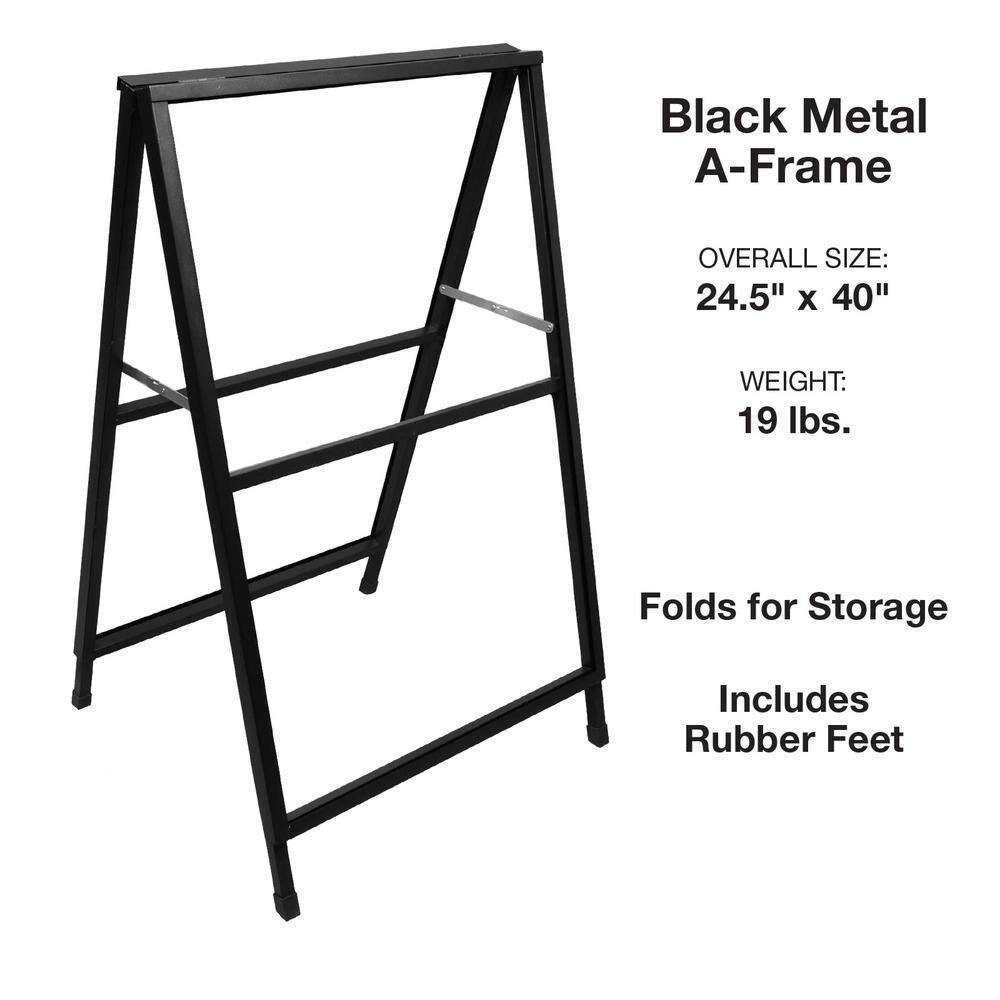 Black Metal Freestanding A-Frame Event Sign, 24" x 36"