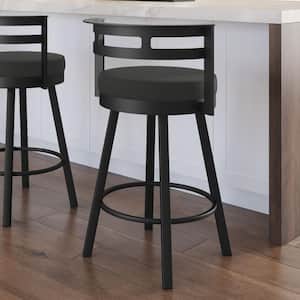 Render 26.625 in. Black Faux Leather/Black Metal Counter Stool