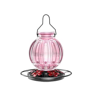Leak Proof Pink Glass Hanging Humming Bird Nectar Feeder-26 oz. (1-Pack)