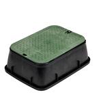 14 in. X 19 in. Rectangular Valve Box Extension and Cover, Black Extension, Green ICV Cover