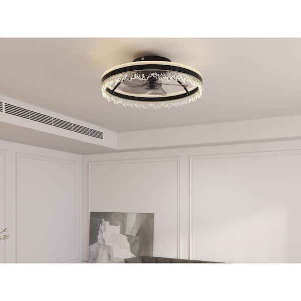 25 in. Indoor Black Durable ABS Fan Blades 6 Speeds Ceiling Fan with Remote Control and APP