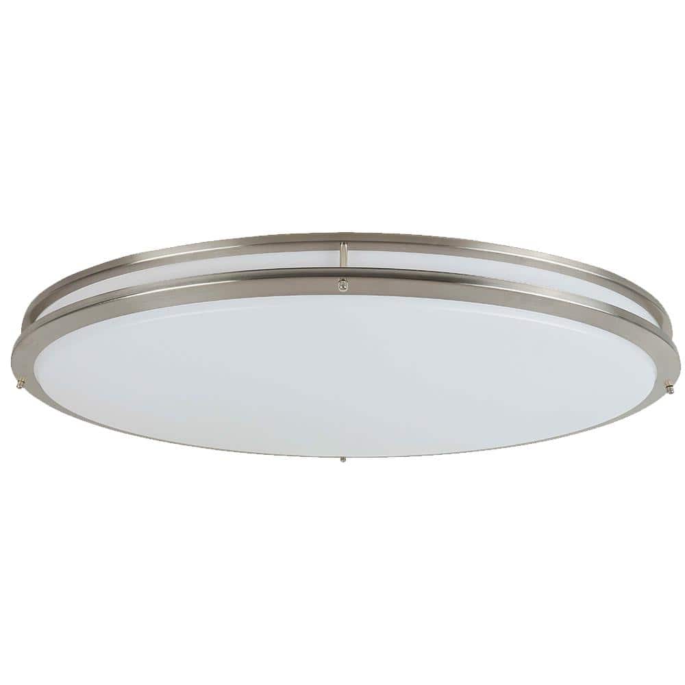 32.25 in. 200-Watt Modern Brushed Nickel Integrated LED Flush Mount with Wh