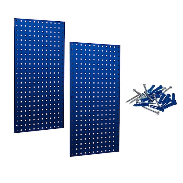 (2) 18 in. W x 36 in. H x 9/16 in. D Blue Epoxy, 18-Gauge Steel Square Hole Pegboards