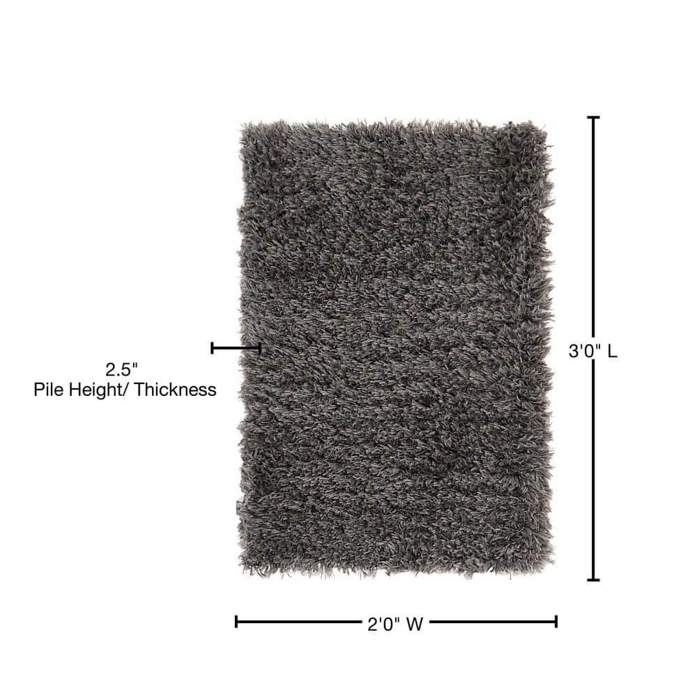 Slate Gray Synthetic Shag Rectangular Indoor Rug 2' x 3'