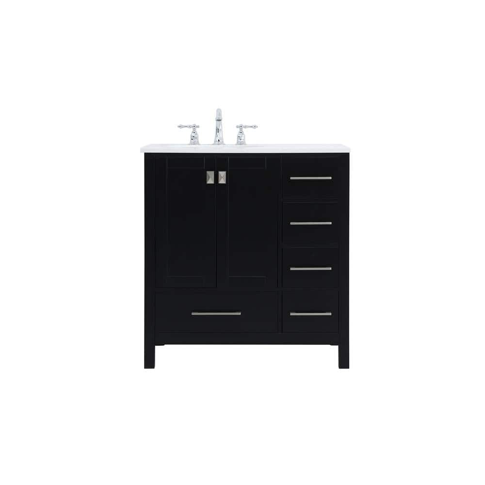 Timeless 32 in. W x 22 in. D x 34 in. H Single Bathroom Vanity in Black wit